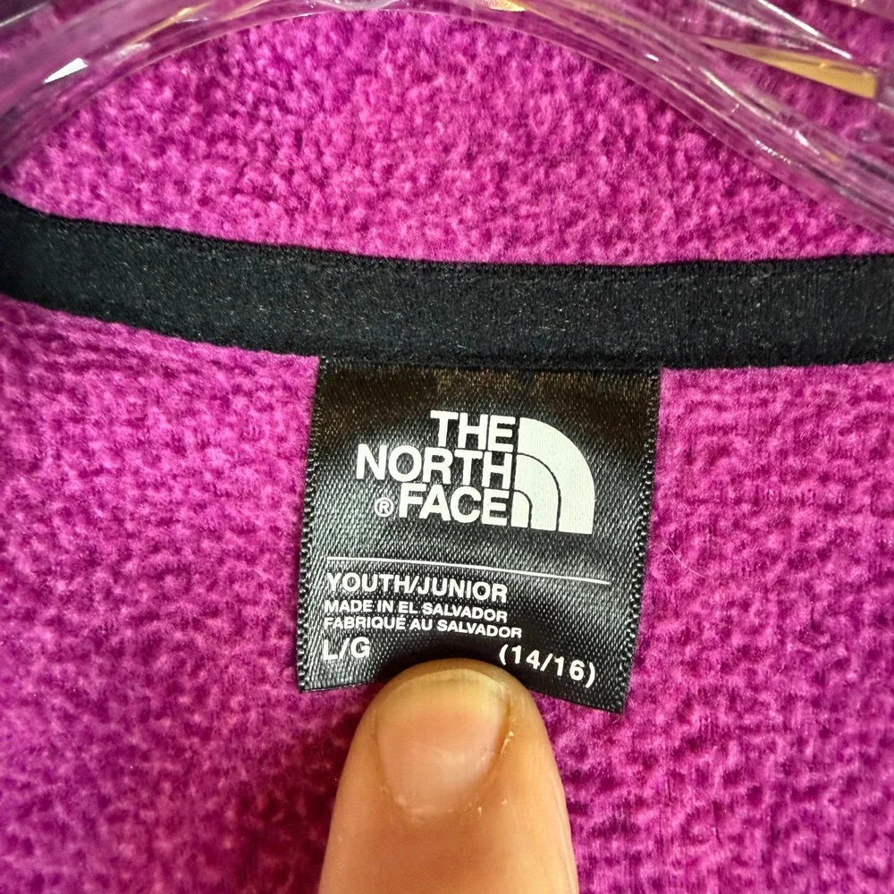 The North Face Fleece Pullover Kids L 14/16 Denali Magenta Black Quarter-Zip